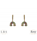 Conjunto LBS & Kessy Folheado Arco-íris Com Pedras 