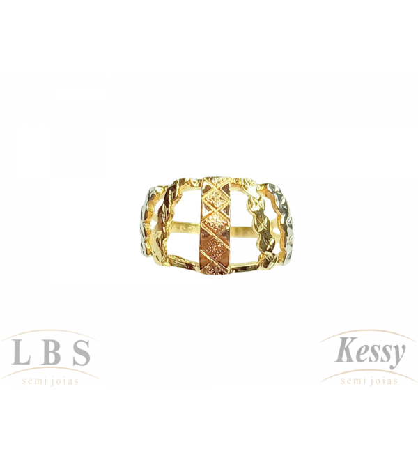 Anel LBS & Kessy Folheado Dourado + Prata + Bronze