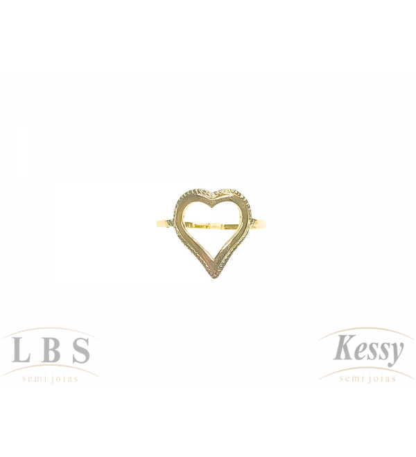 Anel LBS & Kessy Folheado Coração Vazado 