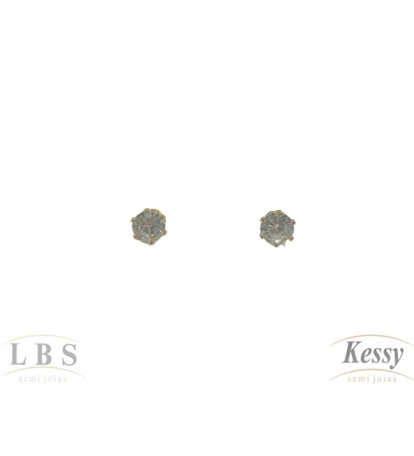 Brinco LBS  & Kessy Folheado Pedra - 0,5cm