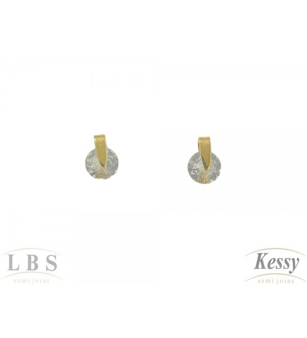 Brinco LBS & Kessy Folheado Com Pedra - 0,8cm