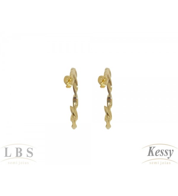  Argola LBS & Kessy Folheado Trançada - 2,5cm