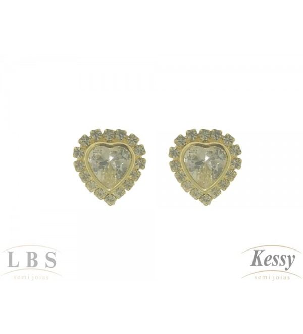  Argola de Pressão LBS & Kessy Folheado Coração Com Pedras - 2cm