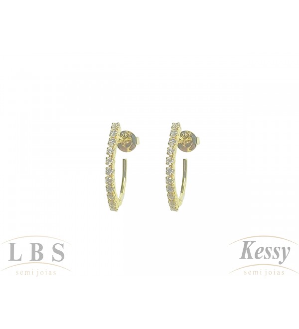  Argola LBS & Kessy Folheado Pedra - 2cm 