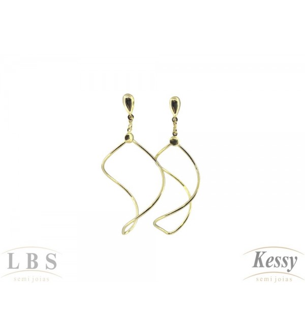 Brinco LBS & Kessy Folheado Pendente - 5,5cm