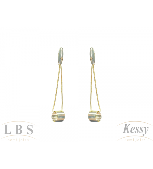 Brinco LBS & Kessy Folheado Pendente - 5,5cm