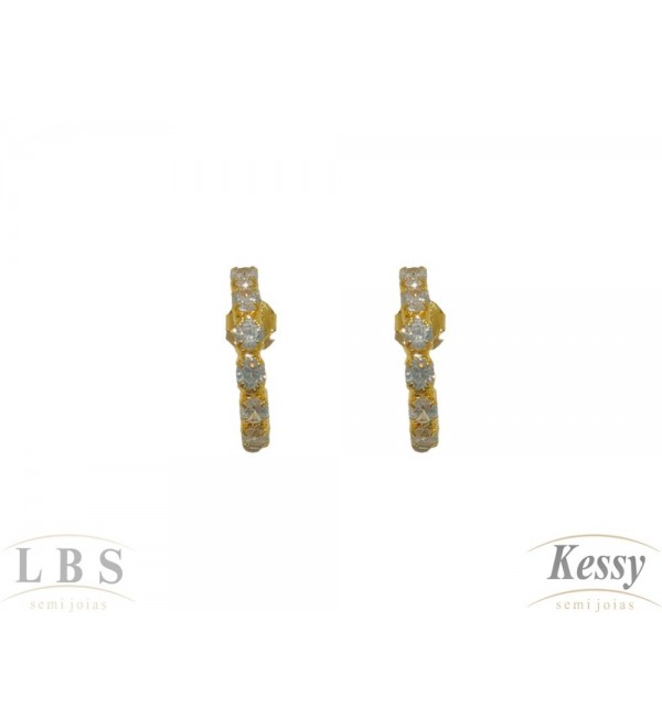 Brinco LBS & Kessy Folheado Com Pedras - 2cm