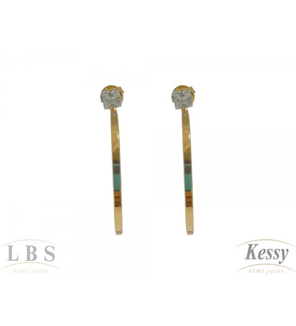 Argola LBS & Kessy Folheado Com Pedra - 4cm