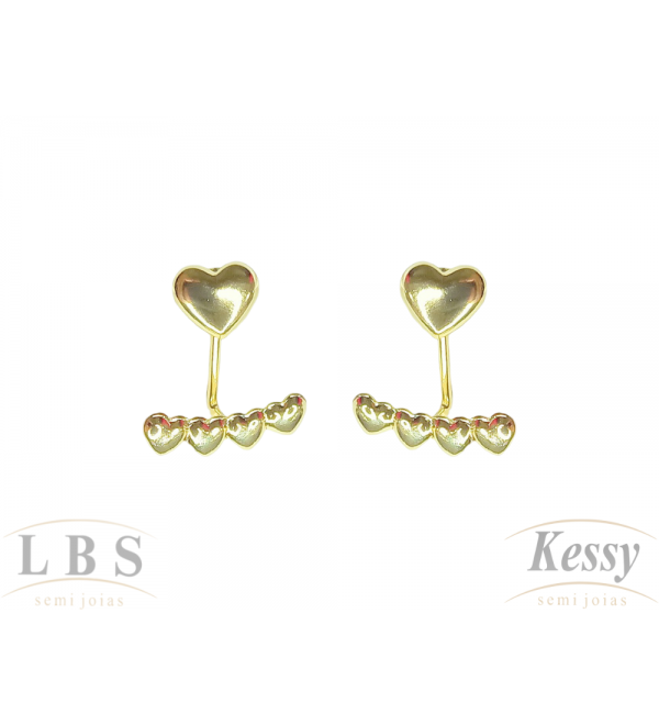 Brinco Ear Hook LBS & Kessy Folheado Coração - 2cm