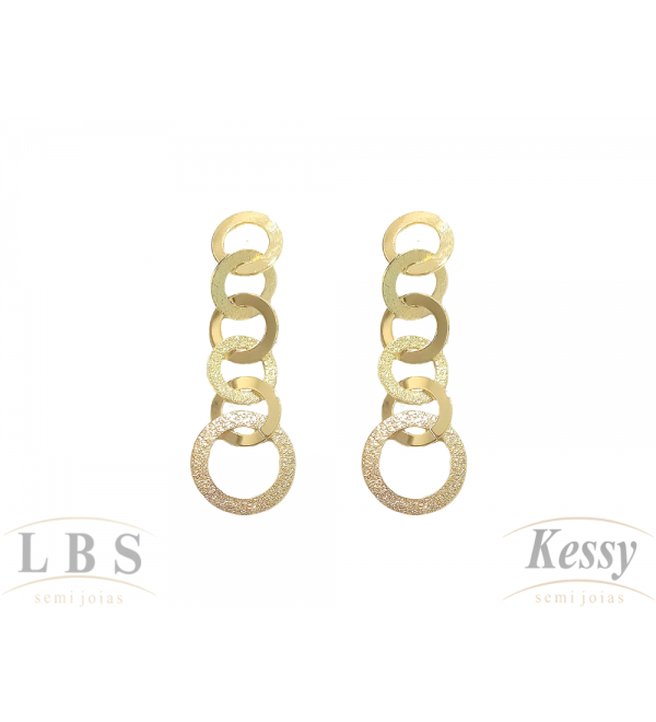 Brinco LBS & Kessy Folheado Pendente Argola - 4,5cm 