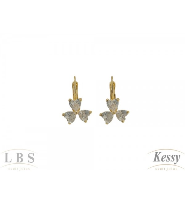  Argola LBS & Kessy Folheado Estrela Com Pedra - 2cm
