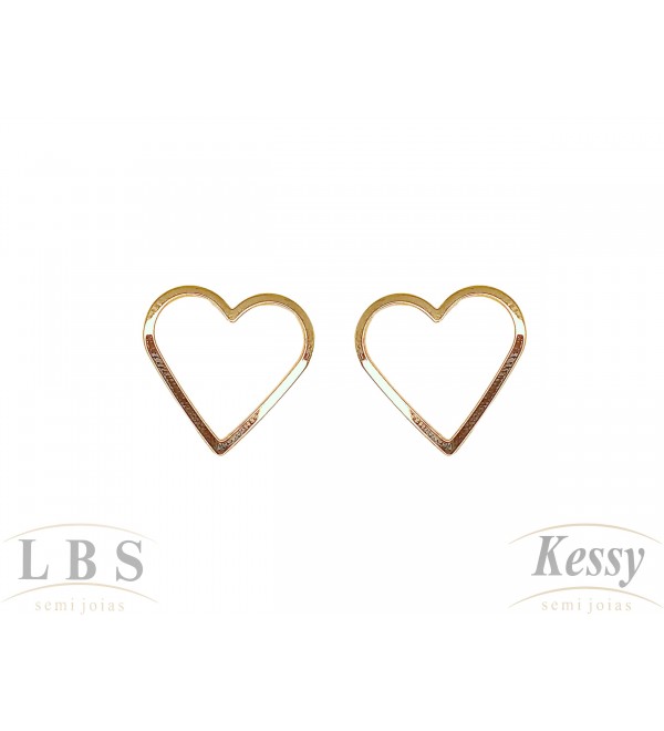 Brinco LBS & Kessy Folheado Coração Vazado - 1,8cm