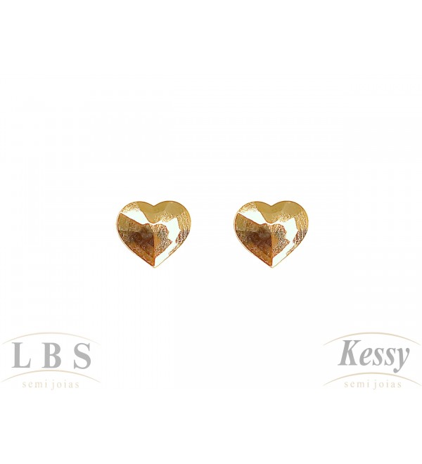 Brinco LBS & Kessy Folheado Coração Lapidado - 1cm