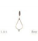 Brinco LBS & Kessy Folheado Pendente Gota + Pedra - 6,5cm