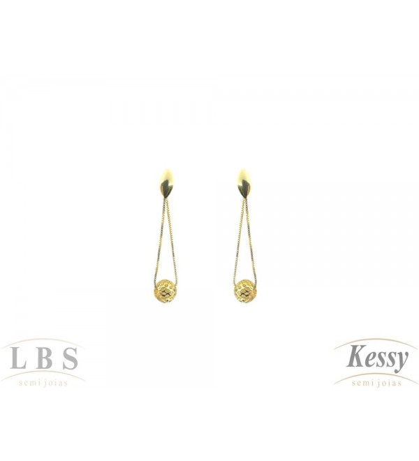 Brinco LBS & Kessy Folheado Pendente Bola - 5,5cm