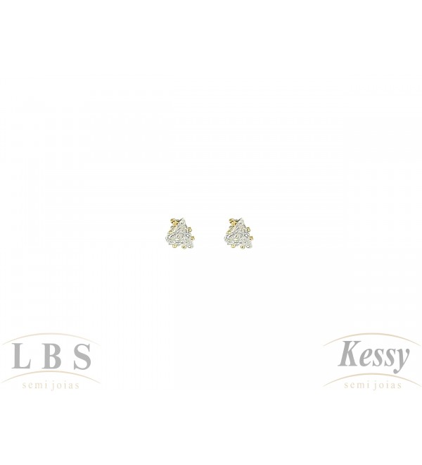 Brinco LBS & Kessy Folheado Estrela + Pedra Tarraxa Baby - 0,4cm