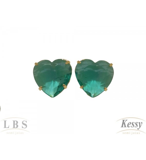  Argola De Pressão LBS & Kessy Folheado Coração Com Pedra - 1,5cm