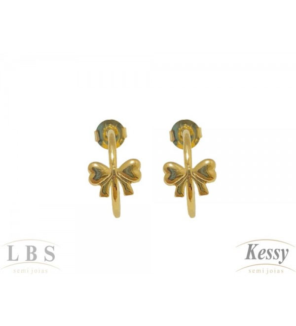 Argola LBS & Kessy Folheado Com Laço - 1,5cm