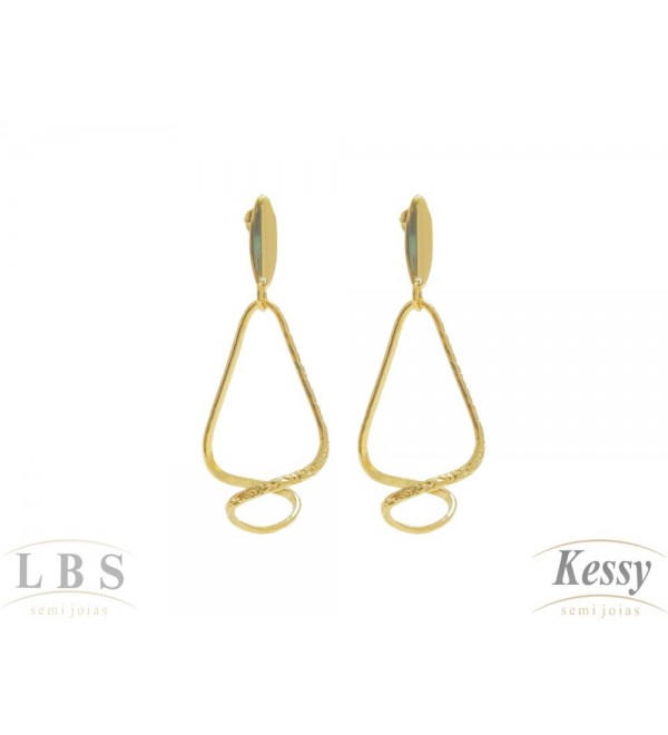 Brinco LBS & Kessy Folheado Pendente - 4,5cm