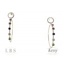 Brinco LBS & Kessy Folheado Pendente Argola Com Pedras - 6,5cm 