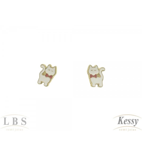 Brinco LBS & Kessy Folheado Gatinho - 1cm