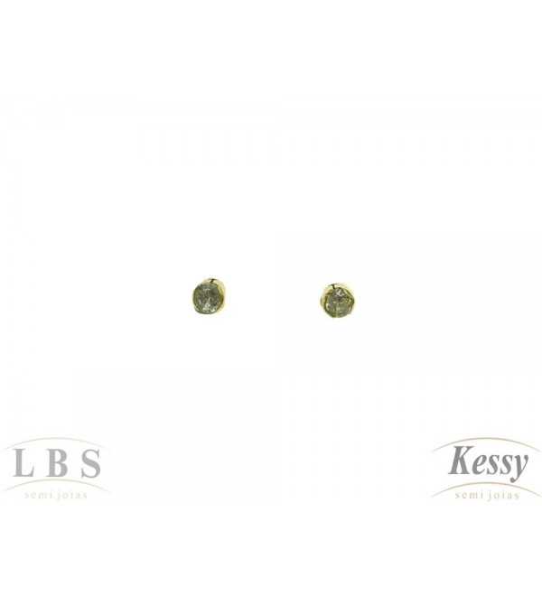 Brinco Infantil LBS & Kessy Folheado Com Pedra - 0,4cm