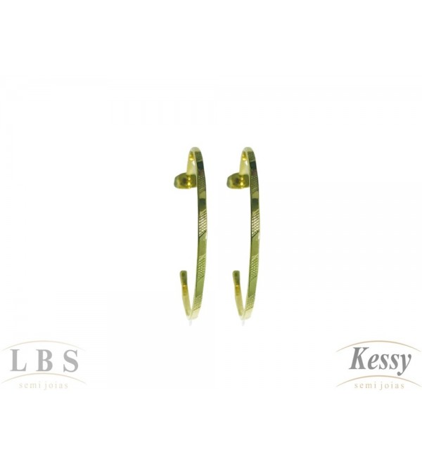 Argola LBS & Kessy Folheado Retangular - 4,5cm