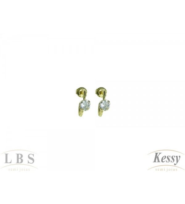 Argola LBS & Kessy Folheado Com Pedra - 1,2cm