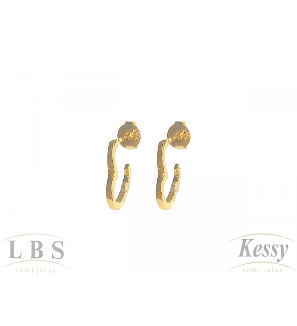  Argola LBS & Kessy Folheado Coração - 1,5cm 