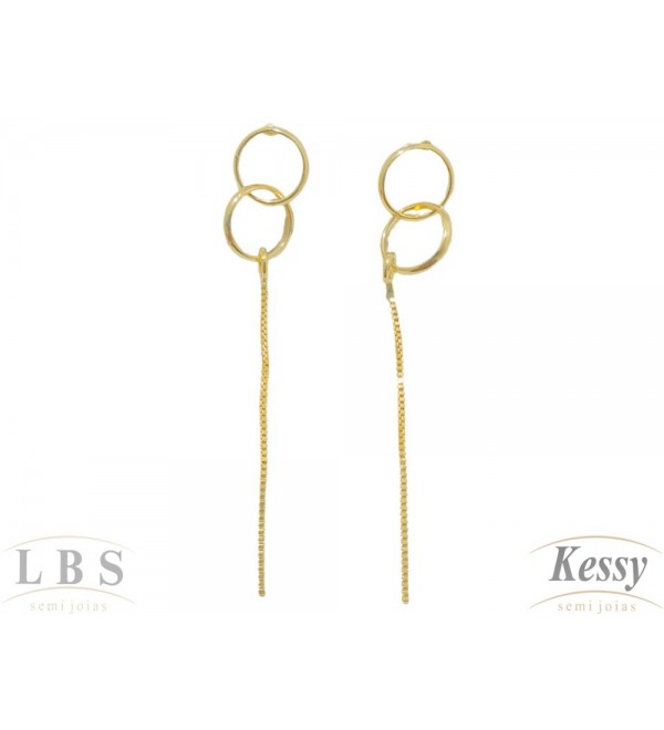 Brinco LBS  & Kessy Folheado Pendente - 5,5cm