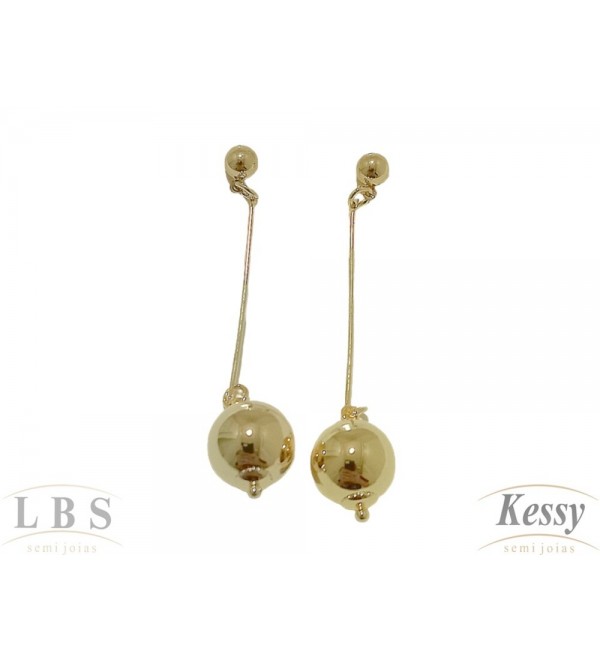 Brinco LBS & Kessy Folheado Pendente Bola - 6cm