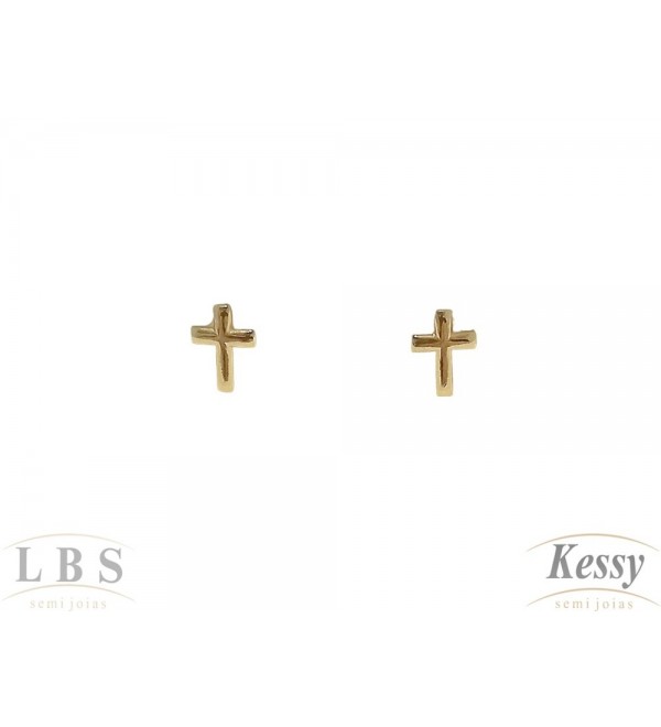 Brinco Infantil LBS & Kessy Folheado Cruz- 0,7cm
