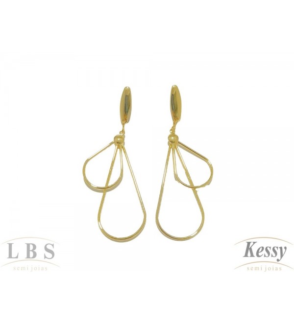 Brinco LBS & Kessy Folheado Pendente - 6cm