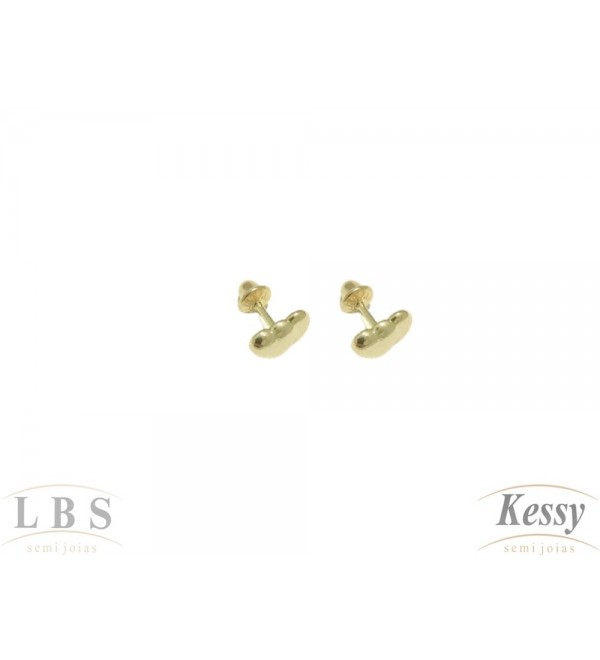 Brinco Infantil LBS & Kessy Folheado Coração Tarraxa Baby - 0,5cm