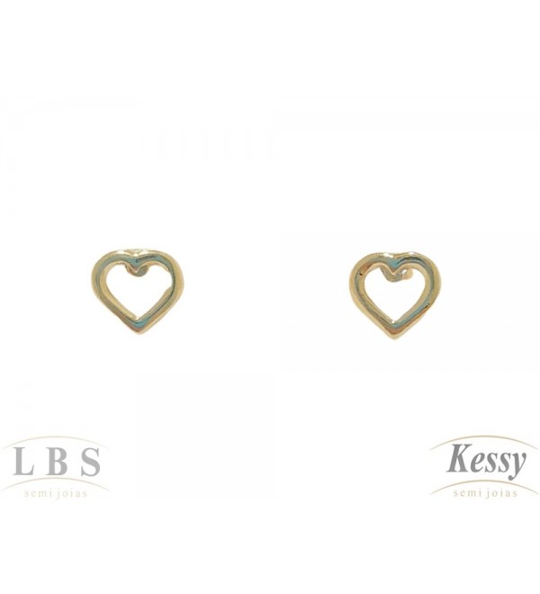 Brinco Infantil LBS & Kessy Folheado Coração Vazado - 0,5cm 