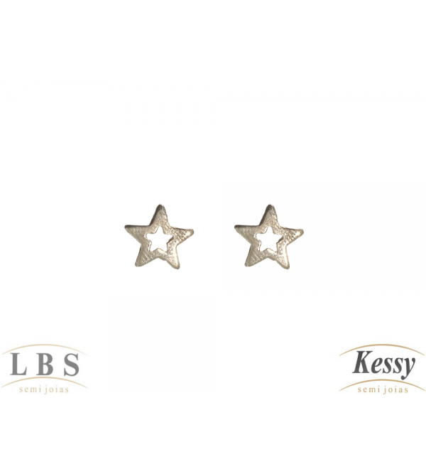 Brinco Infantil LBS & Kessy Folheado Estrela - 1cm