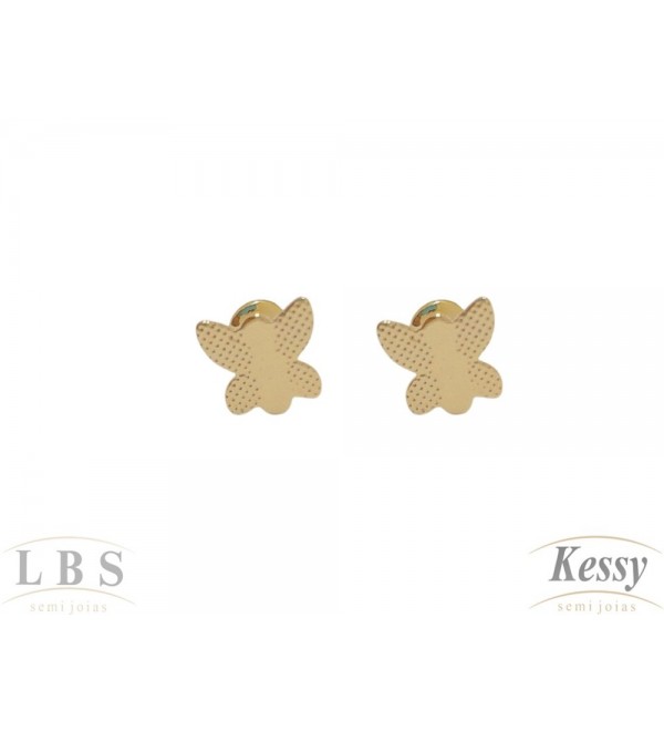 Brinco Infantil LBS & Kessy Folheado Borboleta - 0,7cm