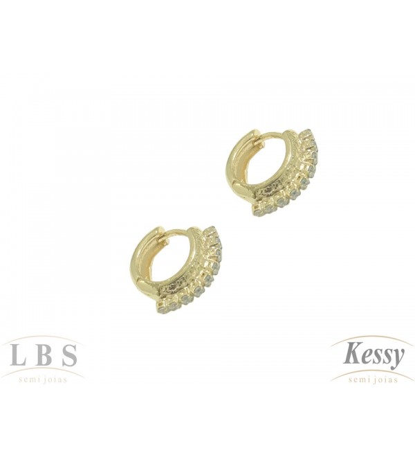 Argola LBS & Kessy Folheado Com Pedras  - 1,5cm