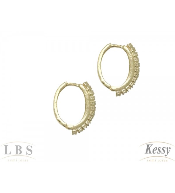 Argola LBS & Kessy Folheado Com Pedra - 1,8cm
