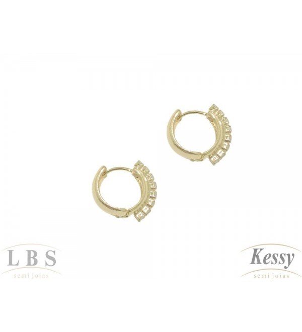 Argola LBS & Kessy Folheado Com Pedras  - 1,4cm