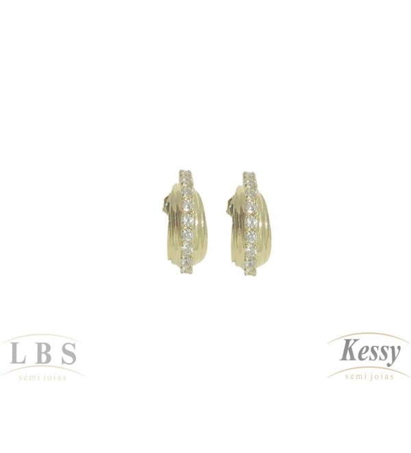 Argola LBS & Kessy Folheado Com Pedras - 1,5cm