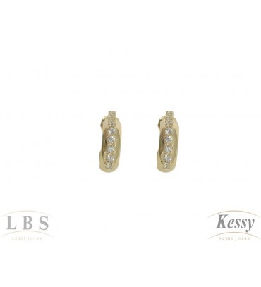 Argola LBS & Kessy Folheado Com Pedra - 1,5cm