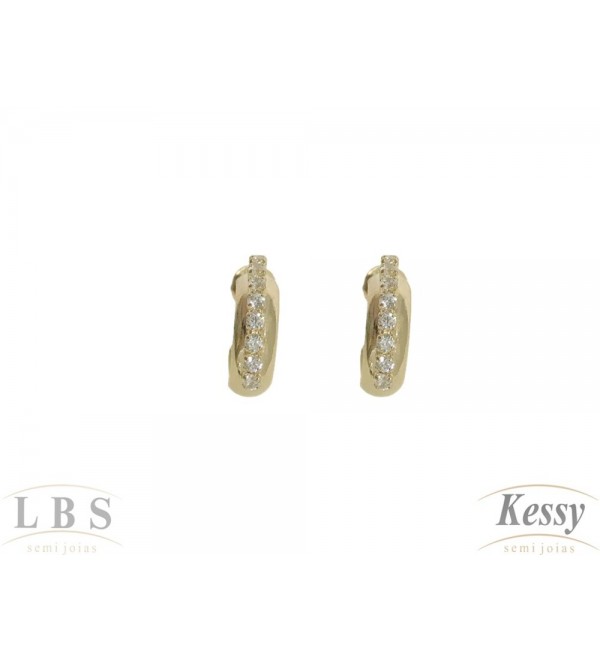 Argola LBS & Kessy Folheado Com Pedra - 1,5cm