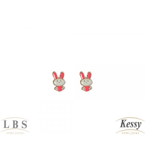 Brinco Infantil LBS & Kessy Folheado Coelhinho - 1cm 