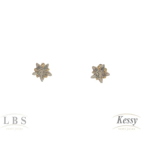 Brinco Infantil LBS & Kessy Folheado Estrela Com Pedra - 0,5cm   