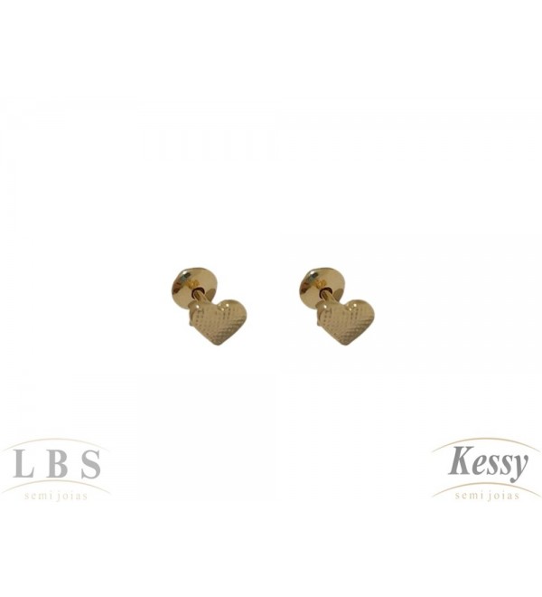 Brinco Infantil LBS & Kessy Folheado Coração Trabalhado - 0,4cm