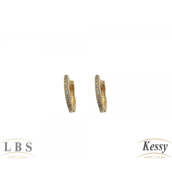 Argola LBS & Kessy Folheado Com Pedras  - 1,5cm 