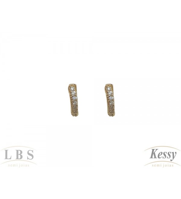  Argola LBS & Kessy Folheado Trabalhada Com Pedras - 0,8cm 
