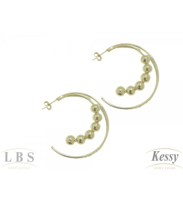 Argola LBS & Kessy Folheado Com Bolinhas - 1,5cm