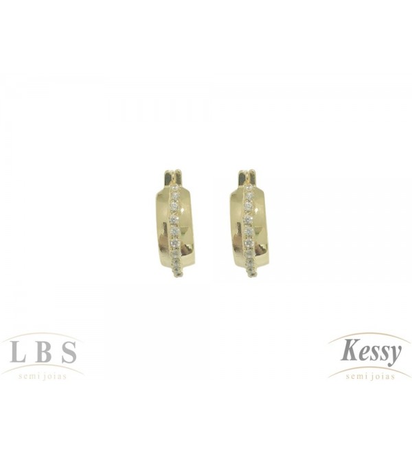  Argola LBS & Kessy Folheado Com Pedras - 2cm
